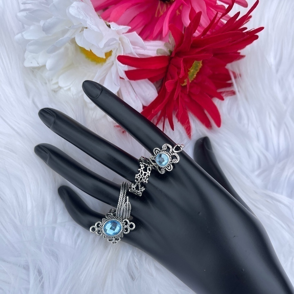NEW 3/$12 Silvertone  Band and Glass  Rings